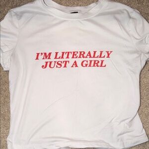 Women’s White T-Shirt with Red Print